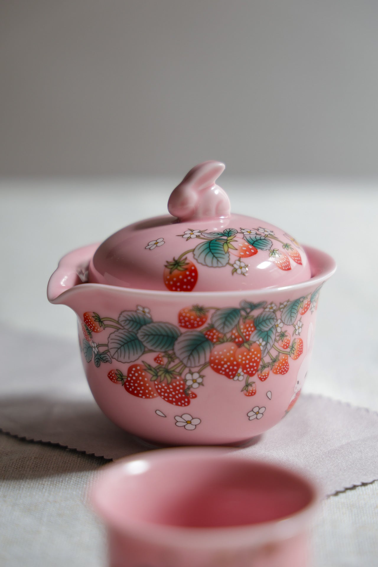 Strawberry Garden Portable Tea Set | 1 Pot 2 Cups Quick-Brew Kit