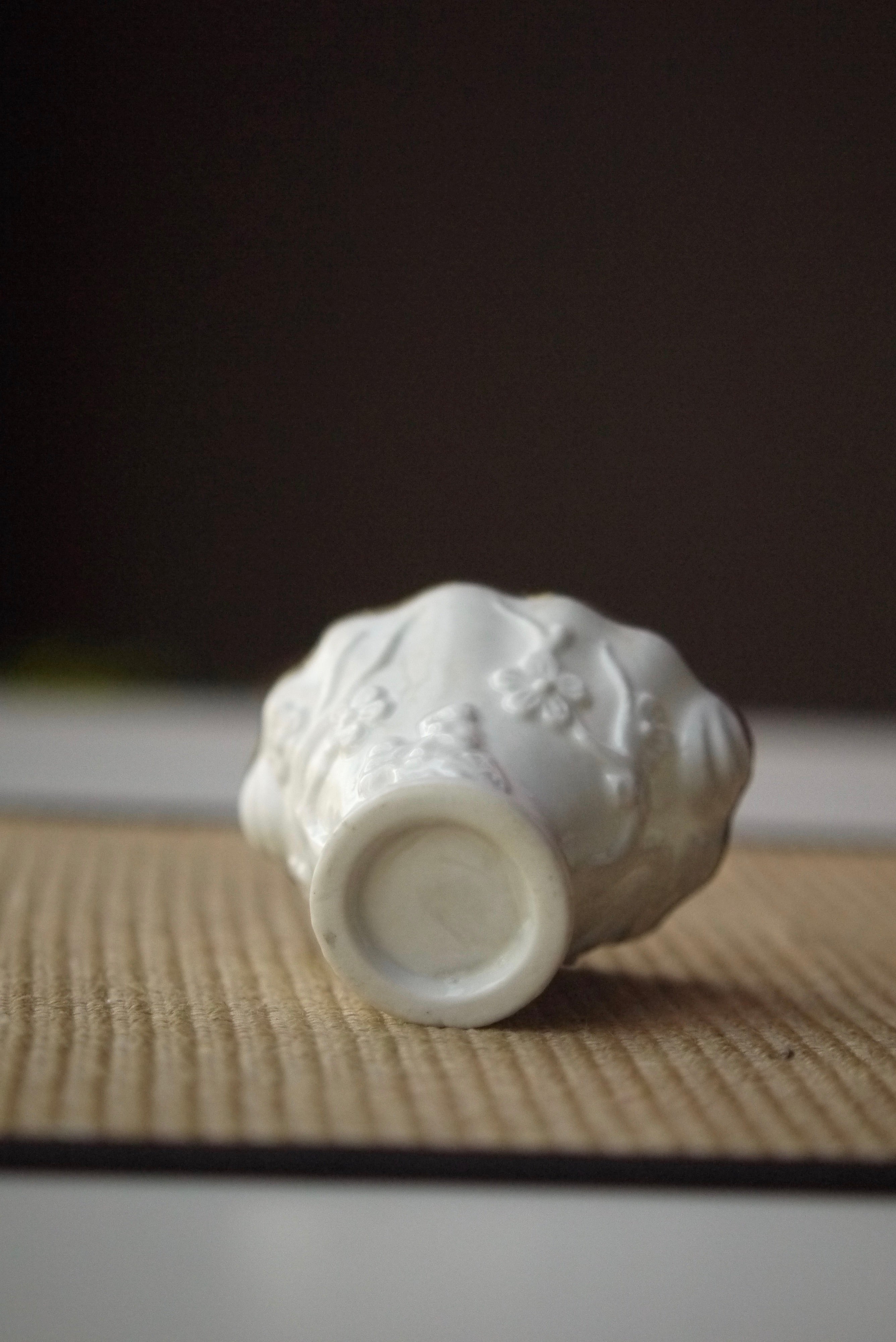 Plum Relief Teacup Qing Dynasty Antique Unique Mug BestCeramics