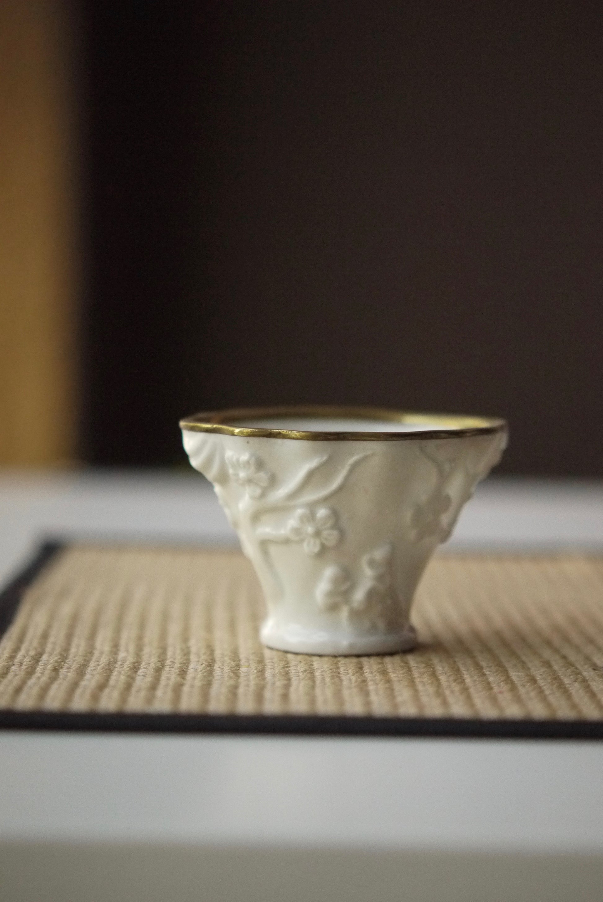 Plum Relief Teacup Qing Dynasty Antique Unique Mug BestCeramics
