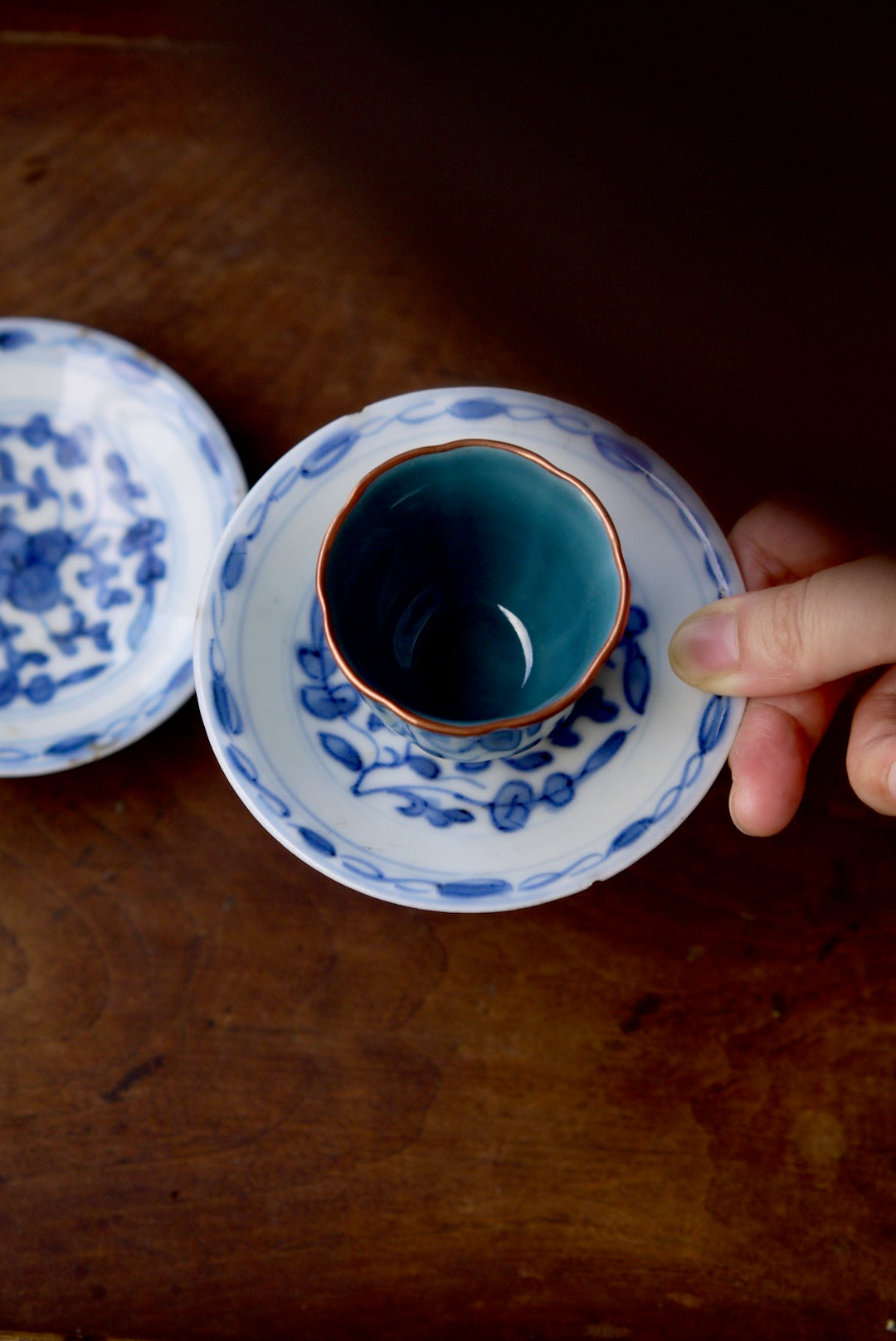 Antique Qinghua Qing Dynasty Tea Saucer WabiSabi Teaset BestCeramcis