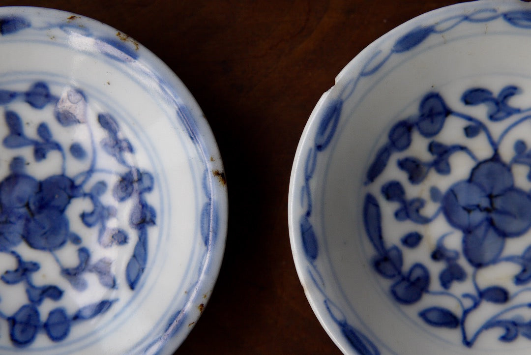 Antique Qinghua Qing Dynasty Tea Saucer WabiSabi Teaset BestCeramcis