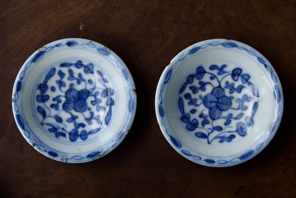 Antique Qinghua Qing Dynasty Tea Saucer WabiSabi Teaset BestCeramcis