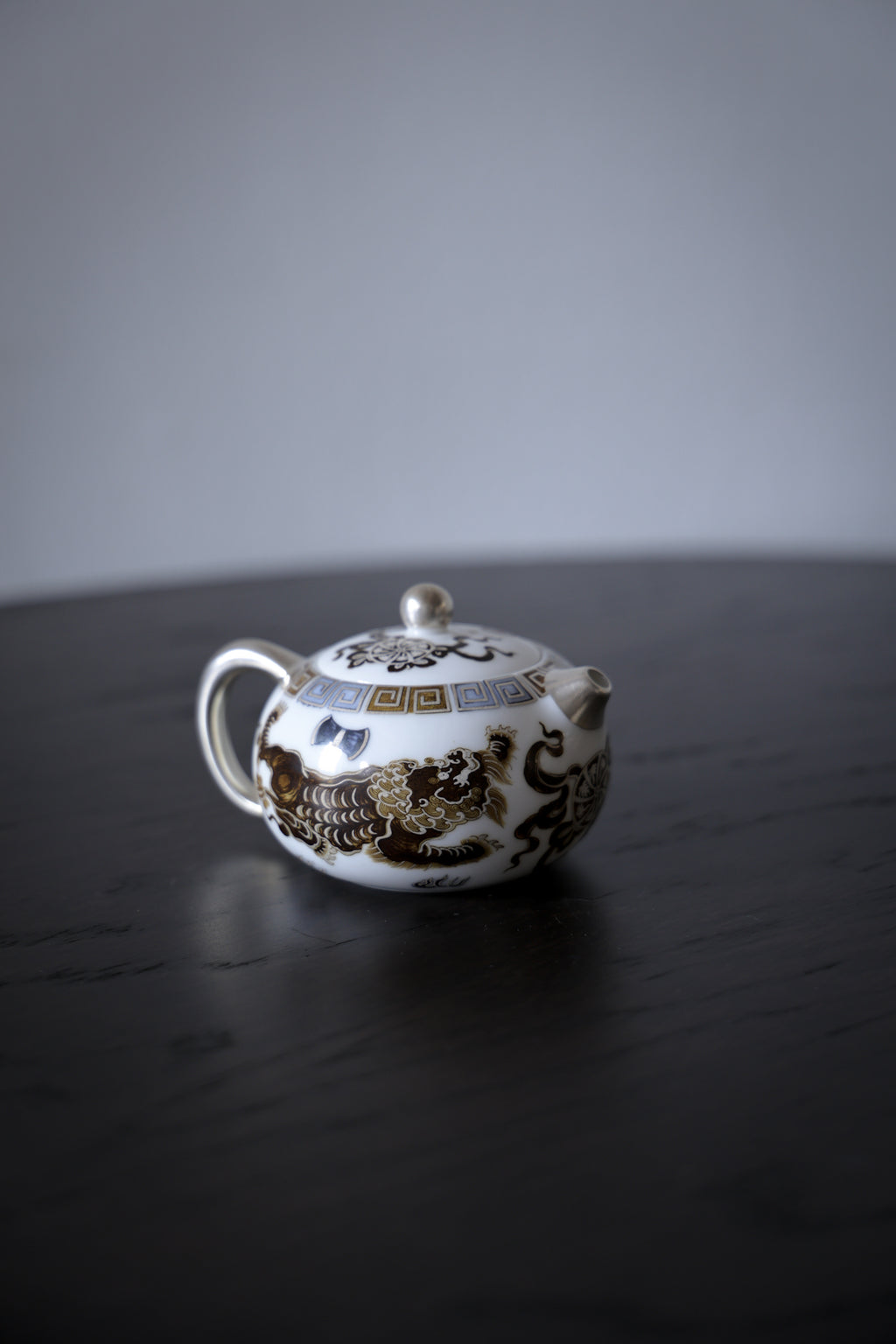 Hand-Painted Mythical Beast Tea Set Silver Accents Pearl Knob |Best Ceramics