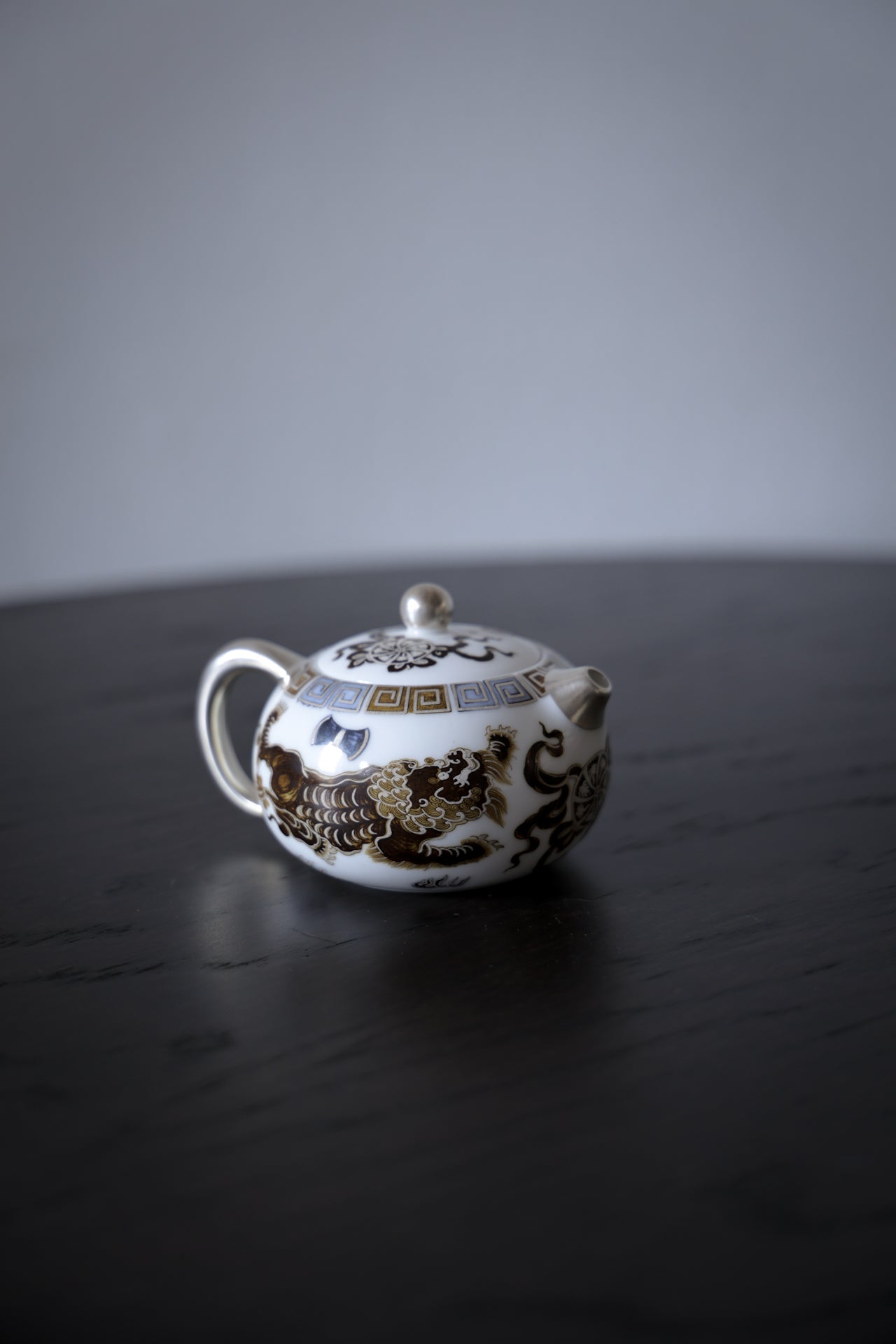 Hand-Painted Mythical Beast Tea Set Silver Accents Pearl Knob |Best Ceramics