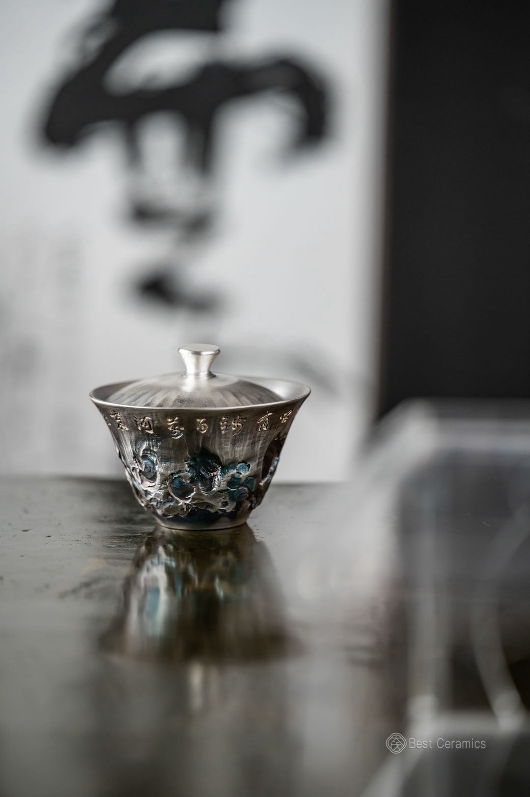 Mountains and Poetry Silver Gaiwan