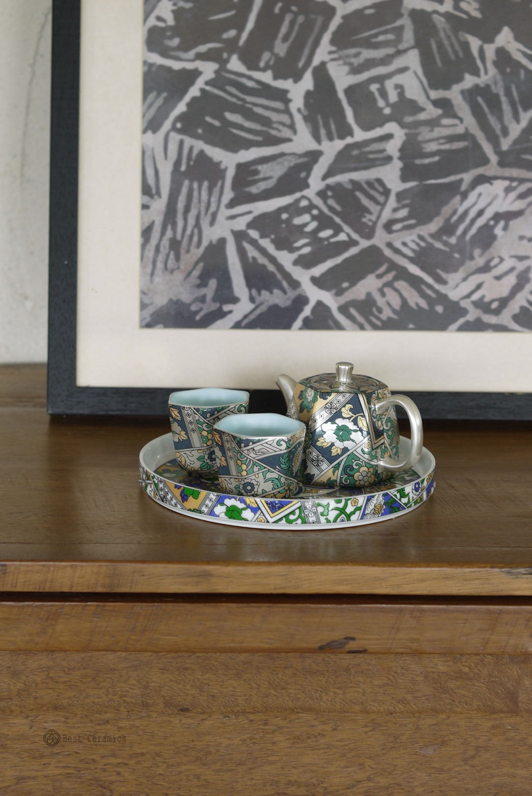 Chinese Classic Silver Painting Flowers Gongfu Teapot Set|Best Ceramics