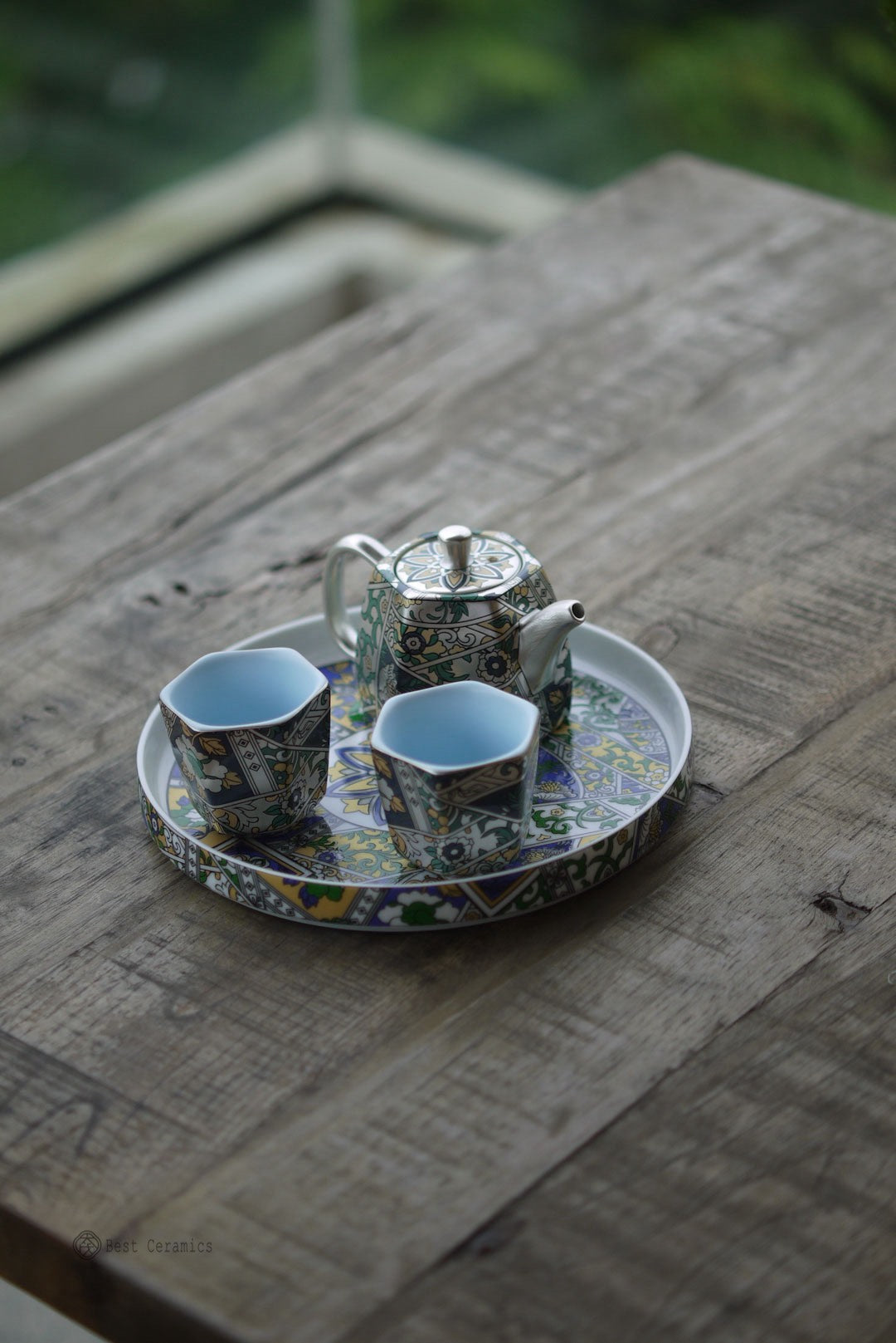 Chinese Classic Silver Painting Flowers Gongfu Teapot Set|Best Ceramics