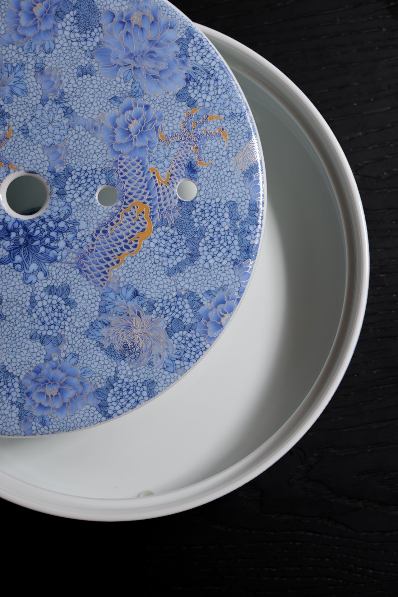 Taiwu Hidden Dragon Tea Set | Hand-Painted Silver & Blue-and-White