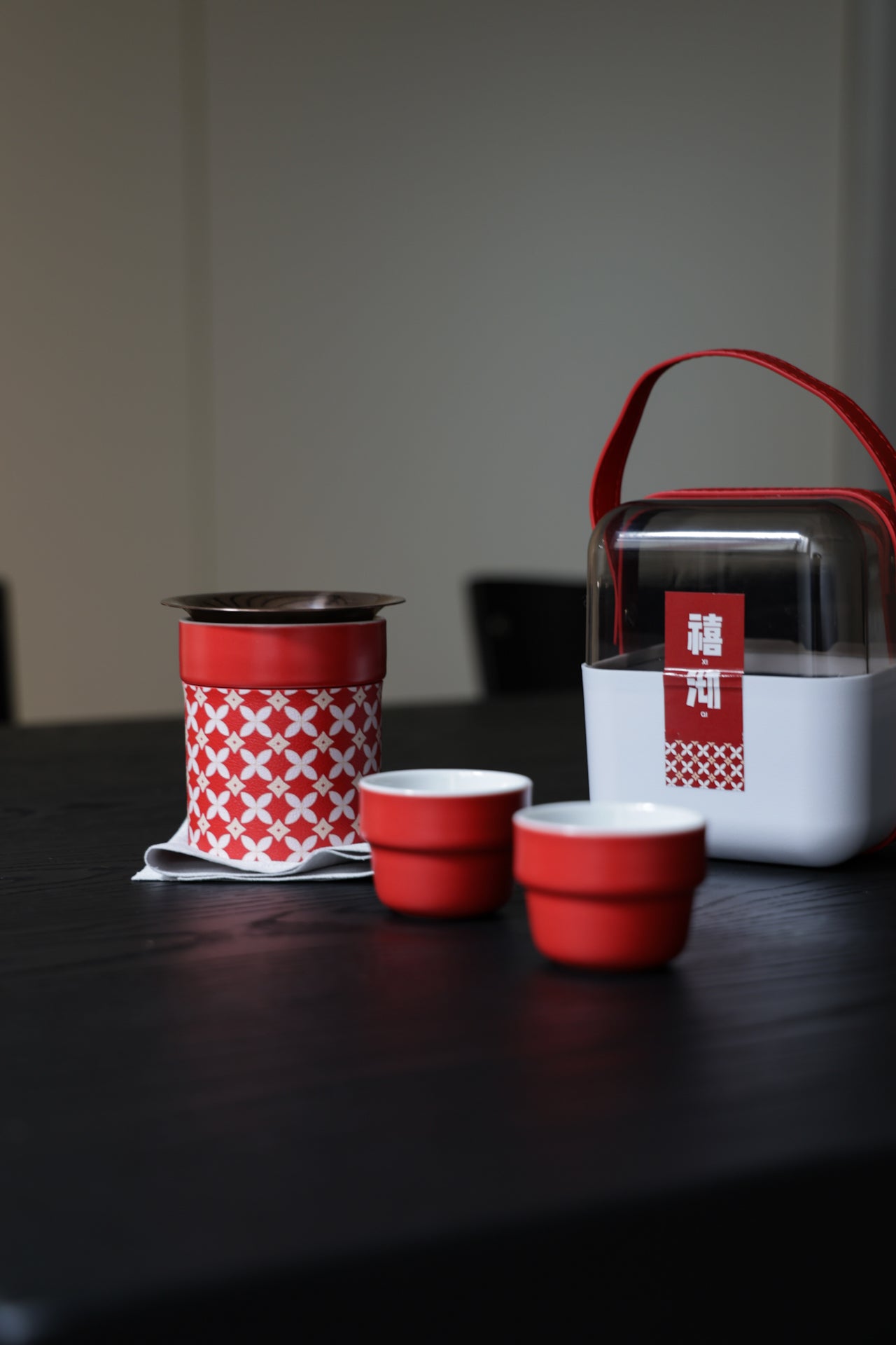 Portable Red Tea Set with Travel Case Wedding & Holiday Gift|Best Ceramics