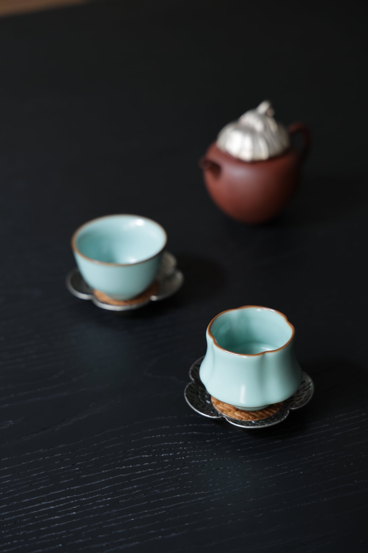Handmade Silver Leaf Clay Teapot Ru Kiln Celadon Cups | Best Ceramics