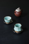 Handmade Silver Leaf Clay Teapot Ru Kiln Celadon Cups | Best Ceramics