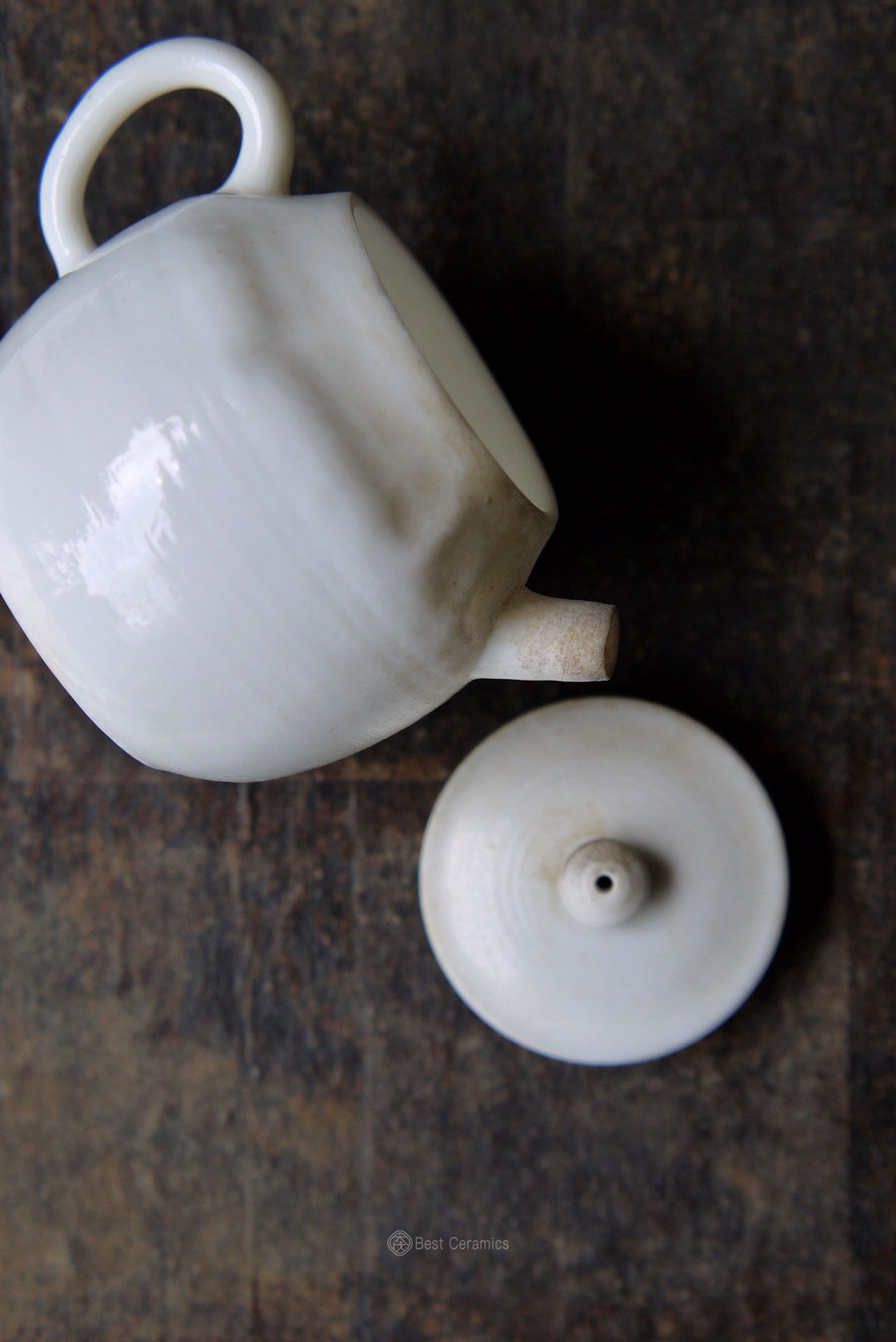 Wood-fired White Porcelain Teapot