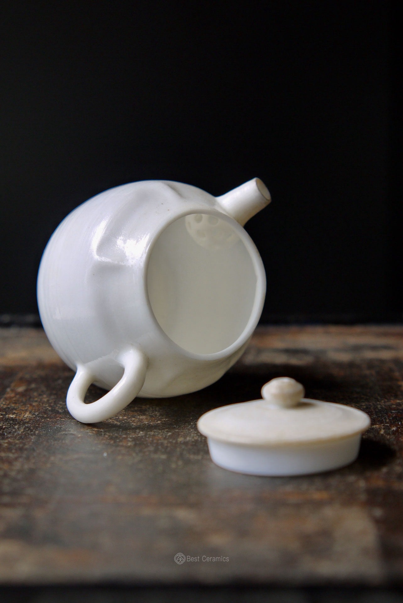 Wood-fired White Porcelain Teapot