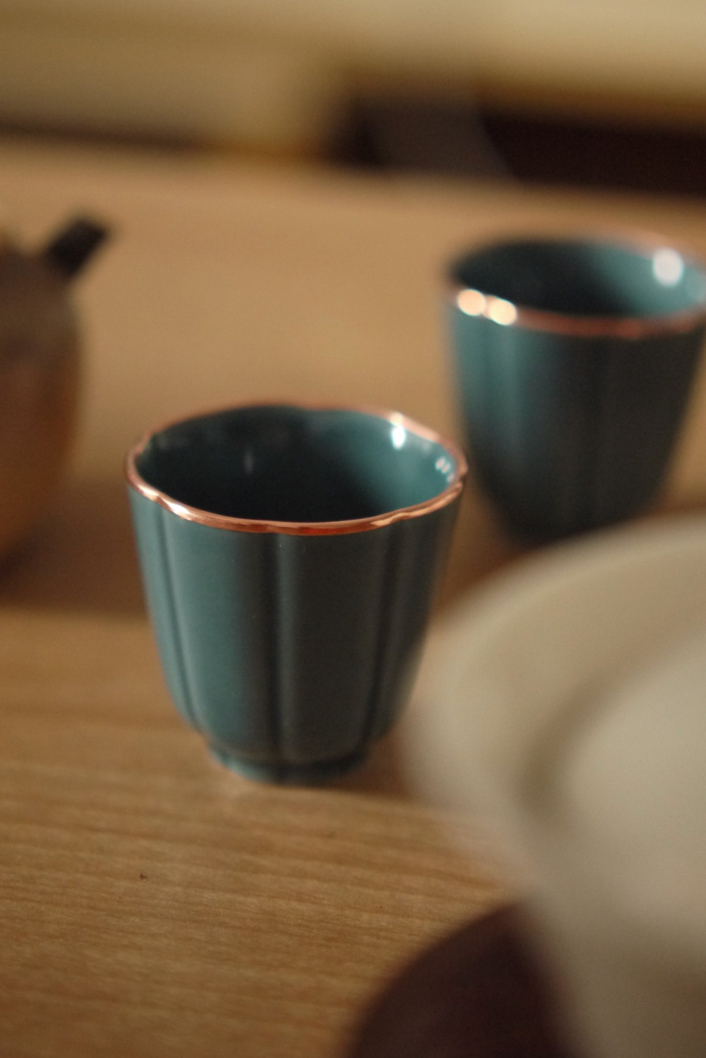 Wabi-Sabi Copper Rim Kou Vintage Style Dehua Porcelain Gongfu Teacup Best Ceramics