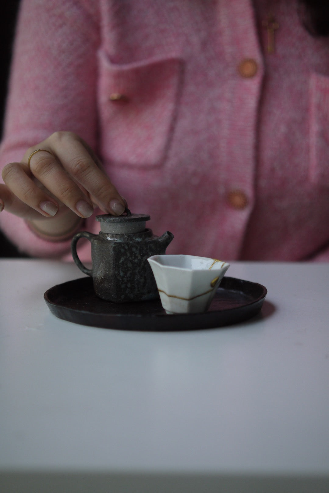 Woodfired Teapot and Kintsugi Teacup Kungfu Set Wabisabi Artwork Best Ceramics