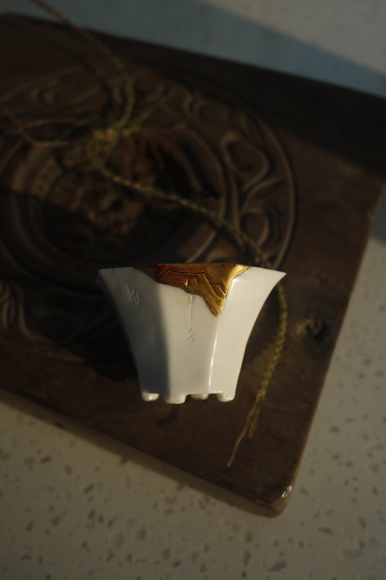 Ming Dynasty Sculpted Poem Kintsugi Antique Gongfu Teacup|Best Ceramics