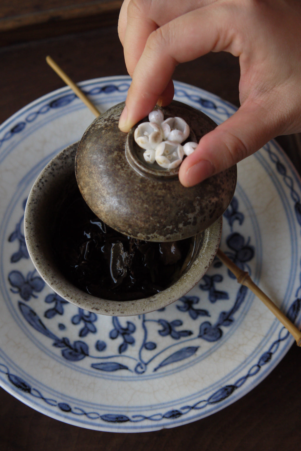 Hand-building Wood-fired Flower Figure Gongfu Tea Gaiwan|Best Ceramics