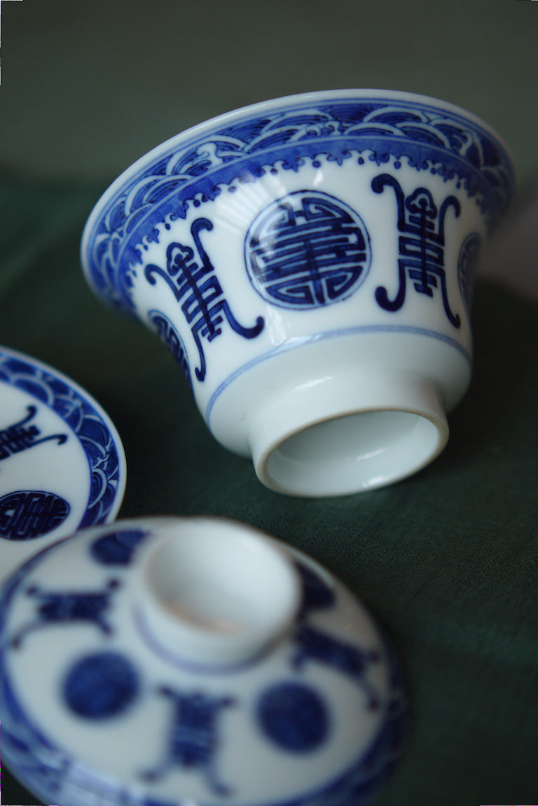 Handmade Vintage Chinese Long Life Painting Gongfu Gaiwan|Best Ceramics