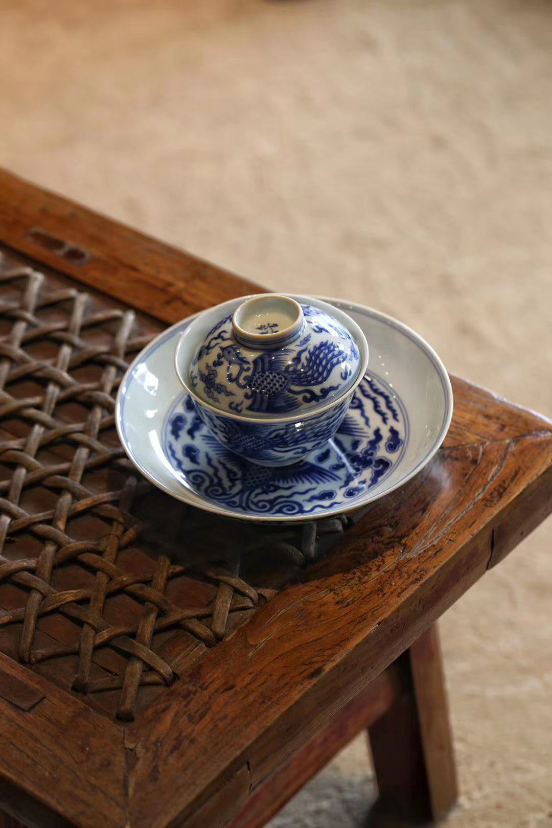 Phoenix Jingdezhen Handpainted Qinghua Kungfu Gaiwan Set|Best Ceramics