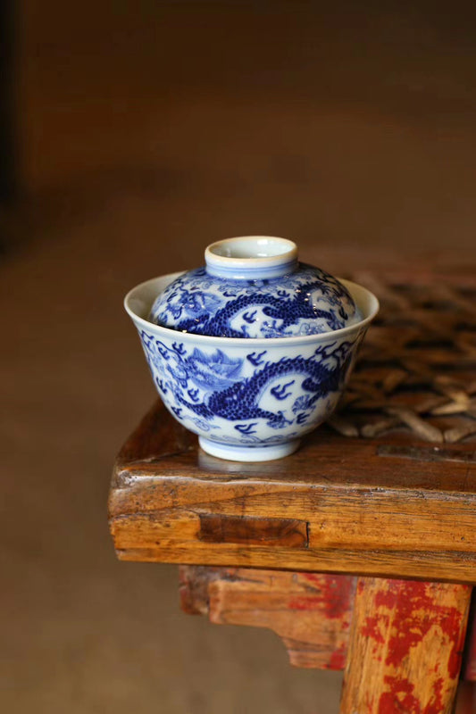 Phoenix Jingdezhen Handpainted Qinghua Kungfu Gaiwan Set|Best Ceramics