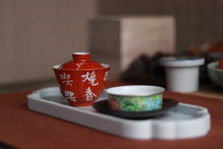 Handmade Woodfired Chinese Bright Red Poem Gongfu Gaiwan|Best Ceramics