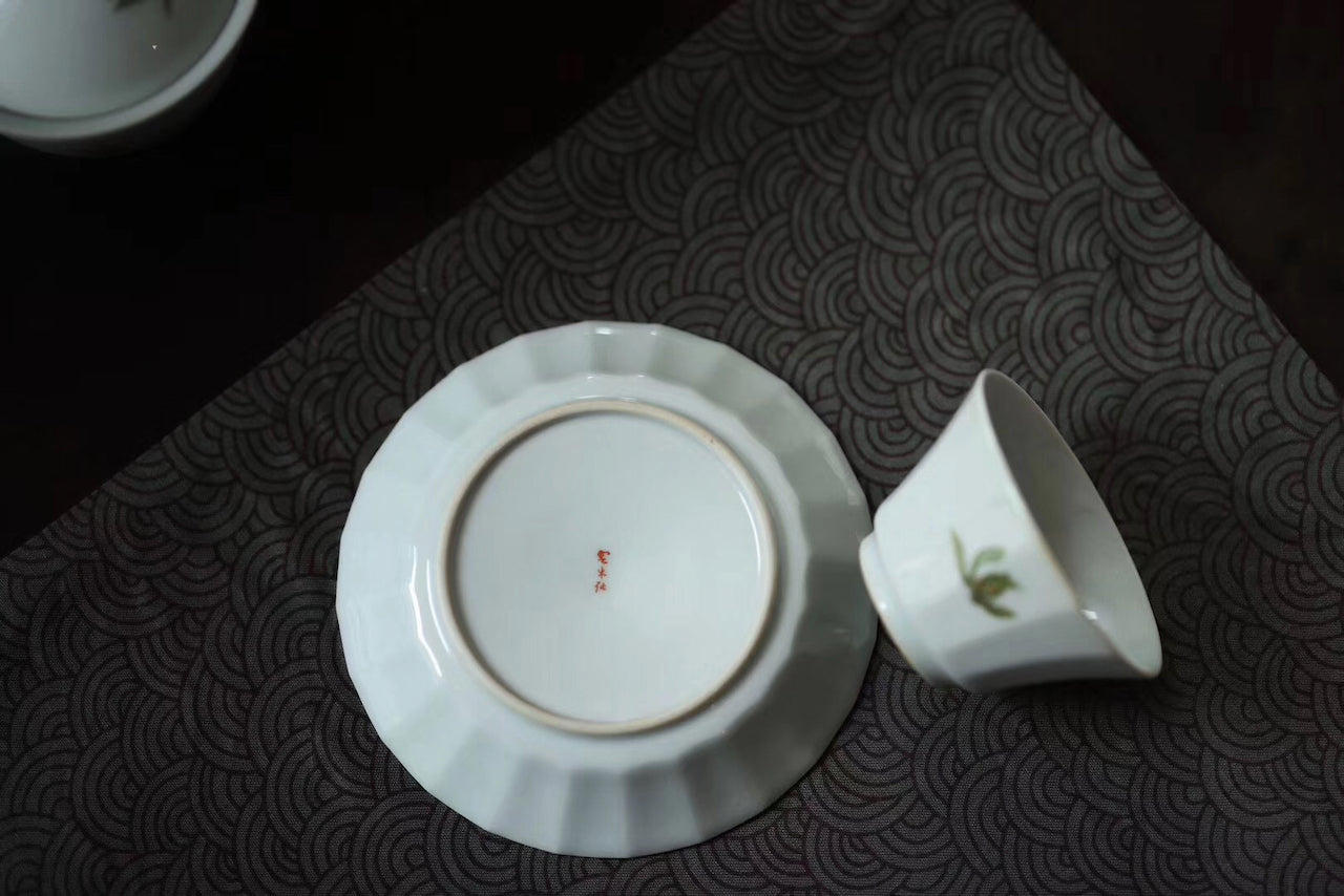 Chinese Vintage Handpainting Orchid Gongfu Gaiwan Teaset|Best Ceramics