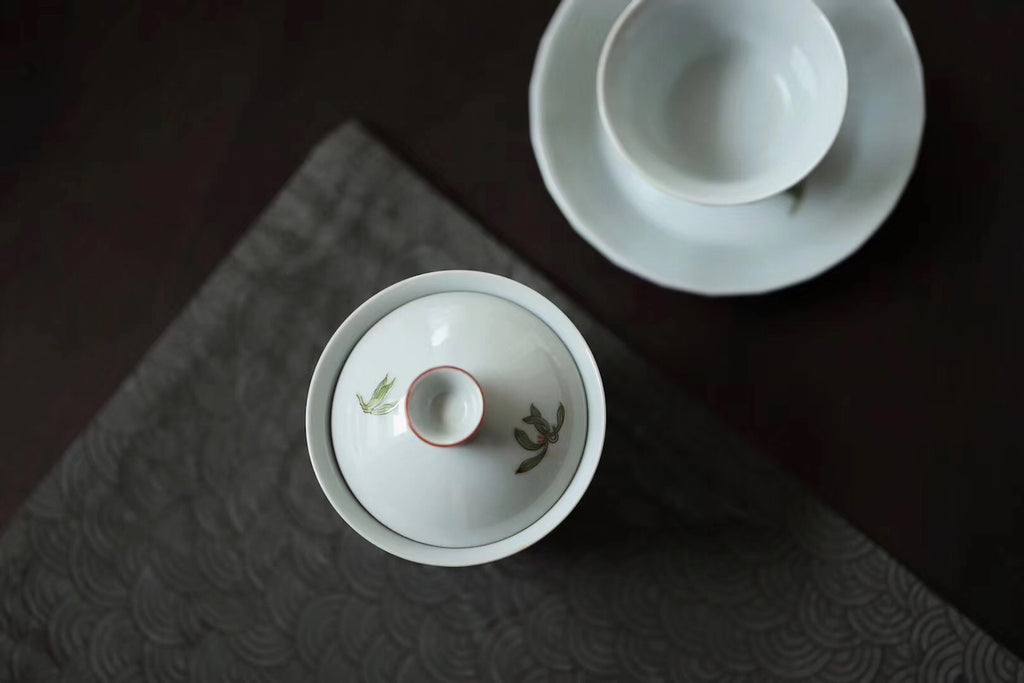 Chinese Vintage Handpainting Orchid Gongfu Gaiwan Teaset|Best Ceramics