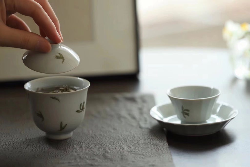 Chinese Vintage Handpainting Orchid Gongfu Gaiwan Teaset|Best Ceramics