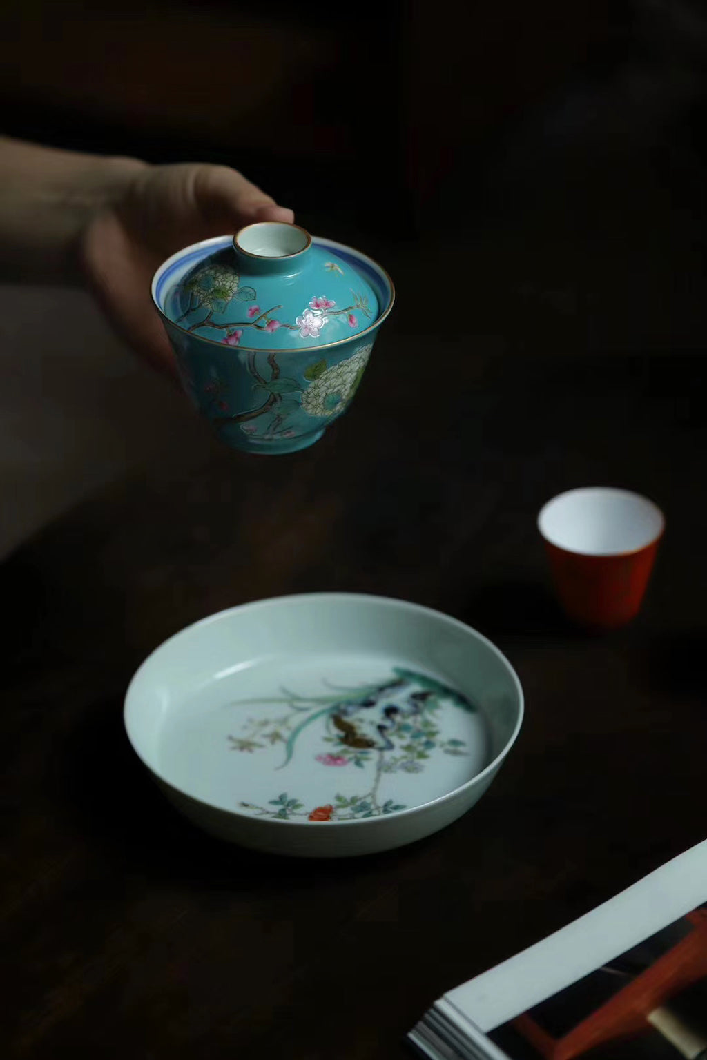 China Handpainted Vintage Gongfu Tea Green Glaze Gaiwan|Best Ceramics