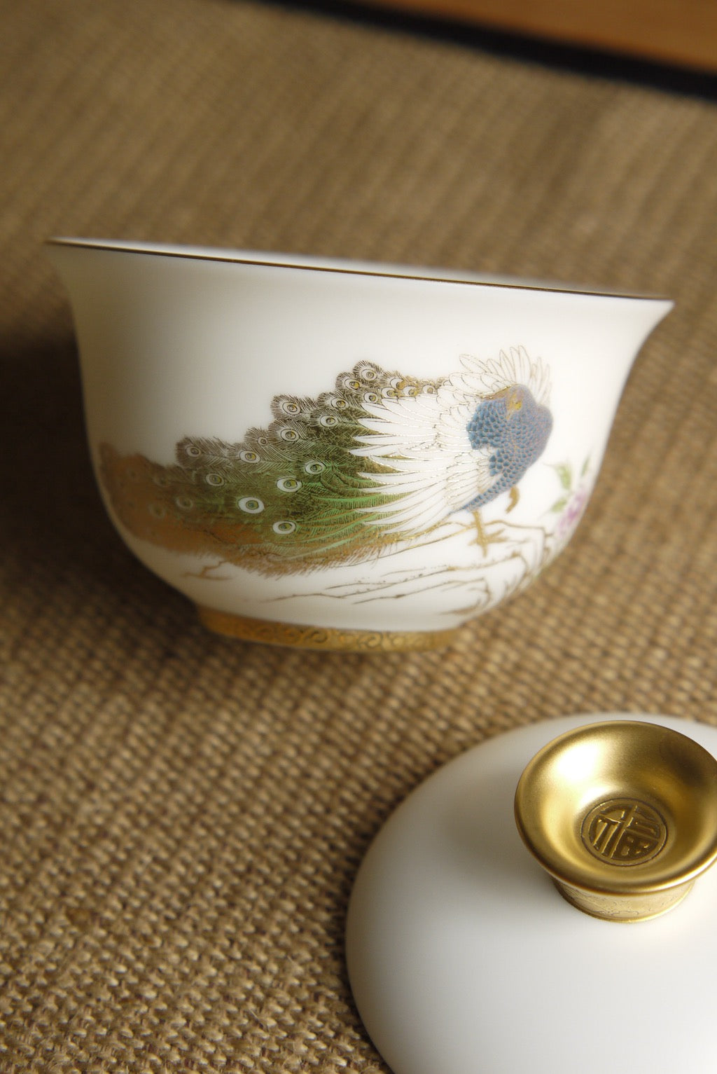 Gorgeous Peacock Blanc De Chine Dehua Porcelain Gaiwan Set |Best Ceramics