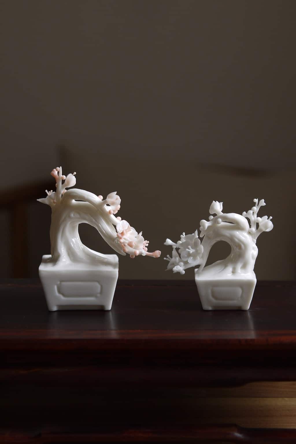 Chinese Plum Flower Sculpture For Tea Table Room | BestCeramics