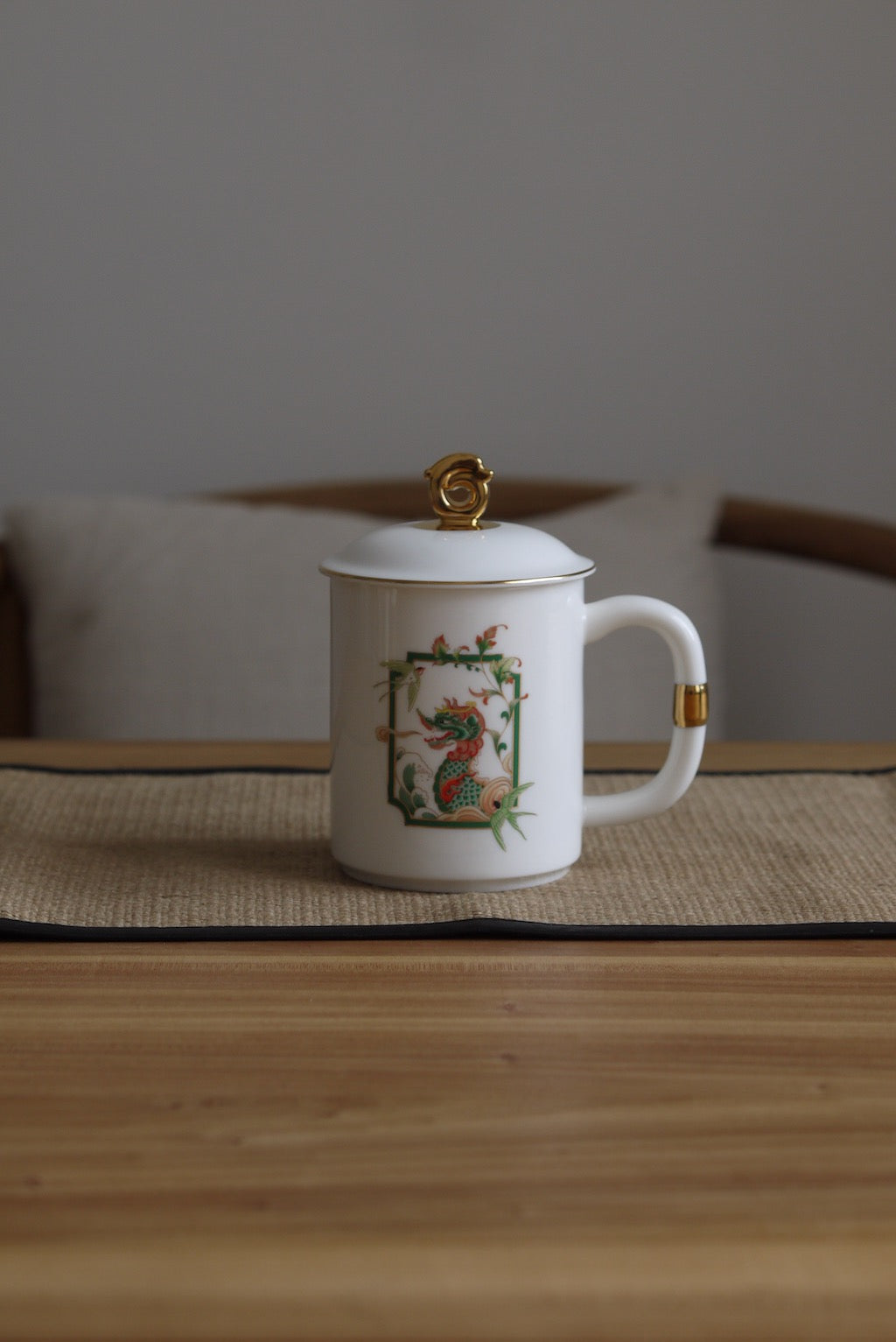 Gorgeous Dragon Design Dehua Porcelain Coffee Mug TeaCup|Best Ceramics