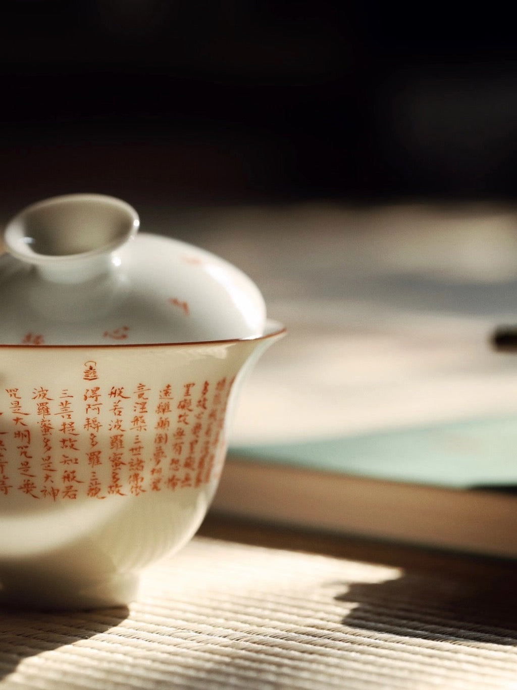 Hand Write Chinese Heart Sutra Poetry Gongfu Tea Gaiwan|Best Ceramics