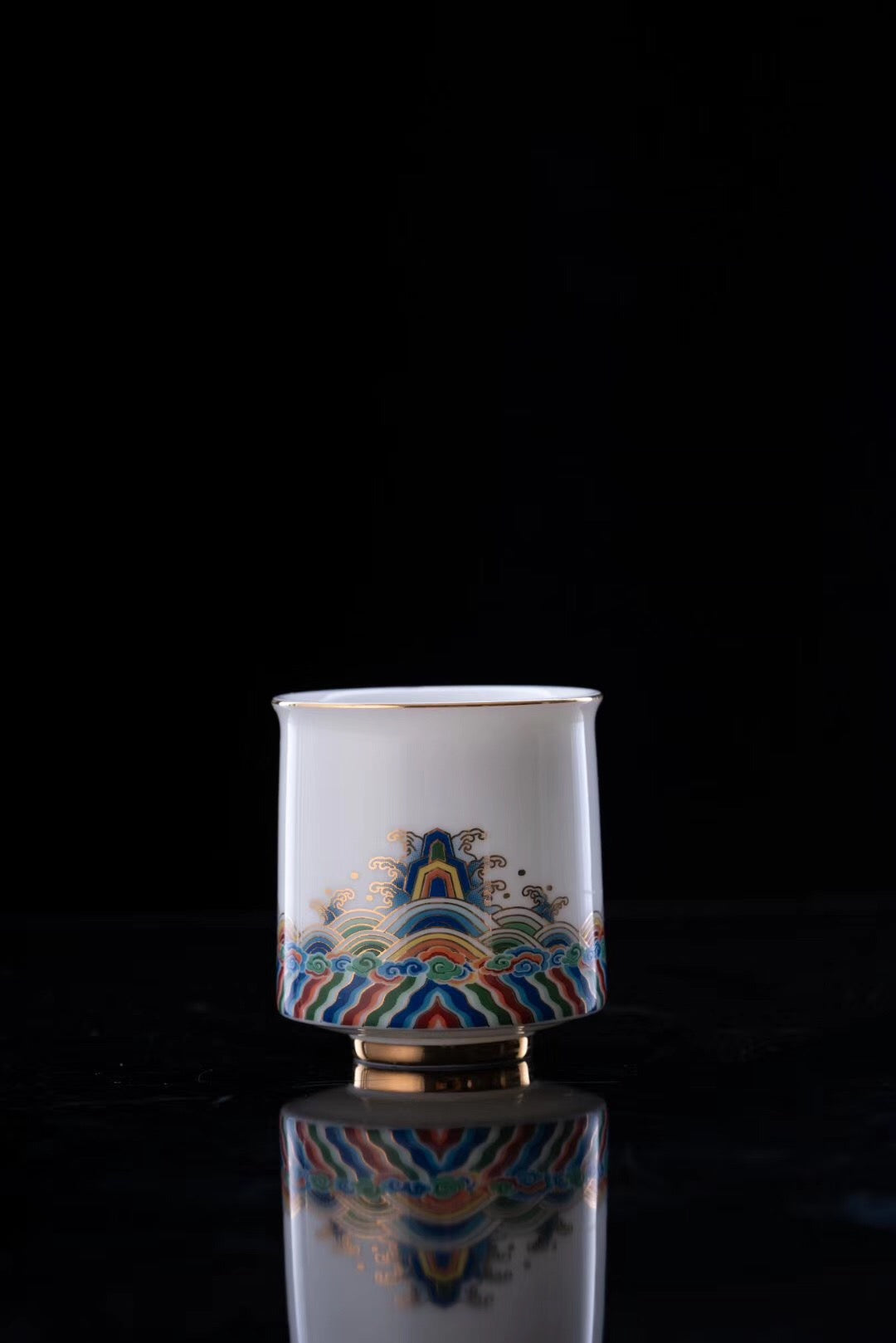 Teacups Colorful Mountain Cloud Water With Golden Shape|Best Ceramics