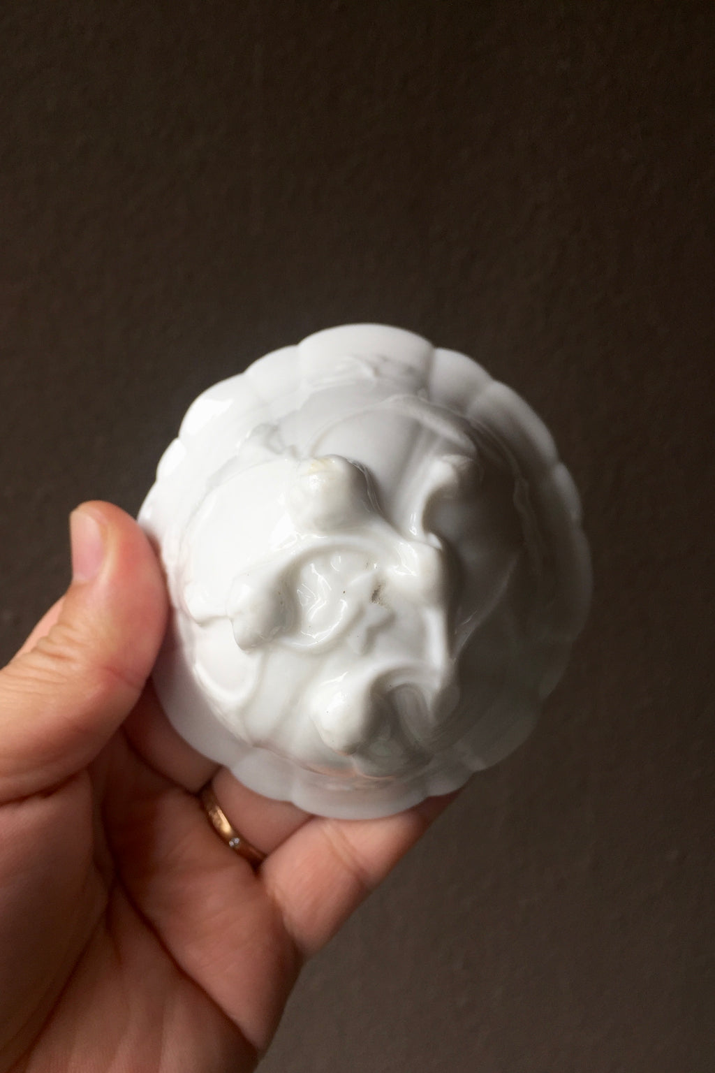 Antique Style Flower Sculpted Handmade Oblong Teacup|Best Ceramics