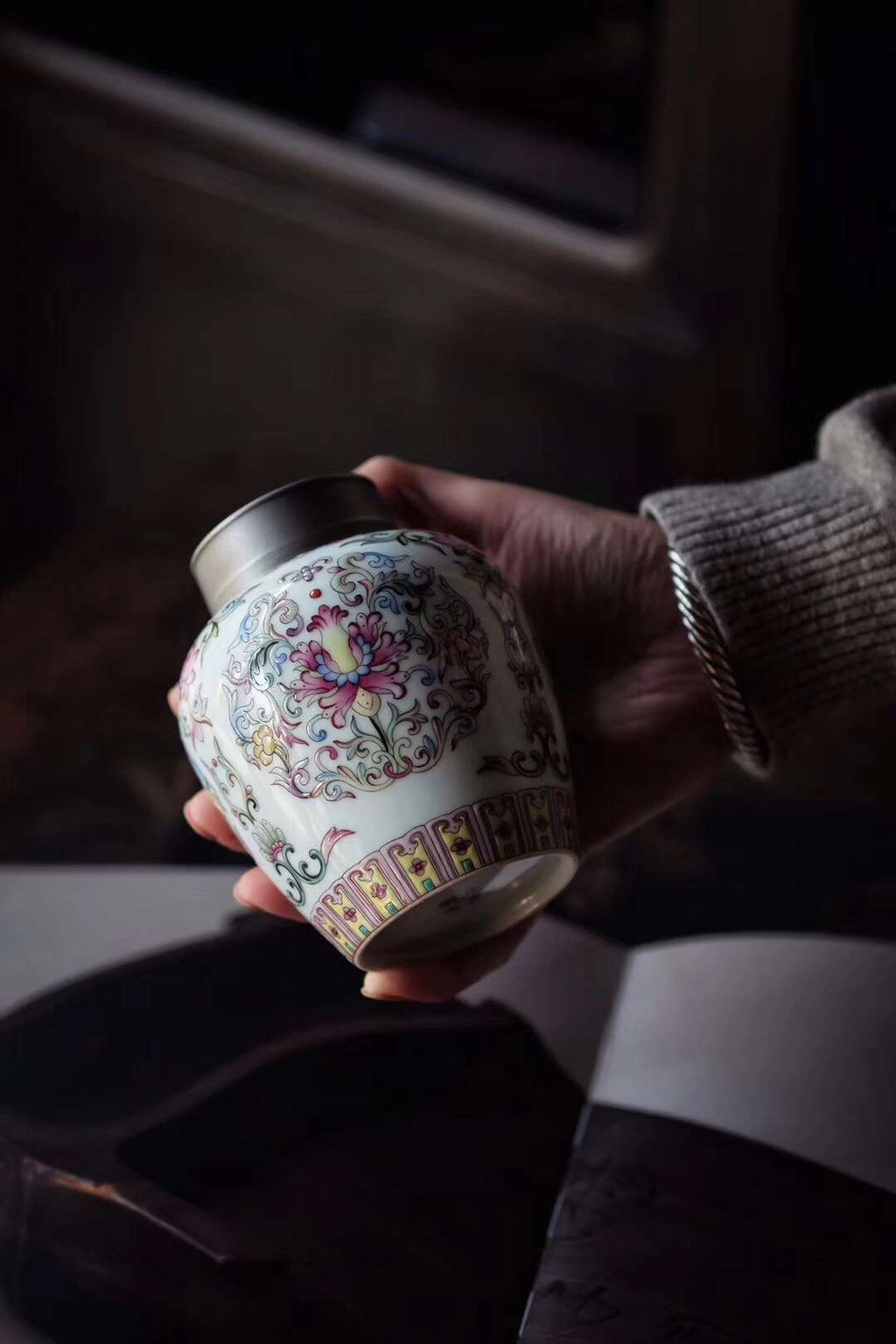 Fen Cai Tea Caddy With Tin Lid