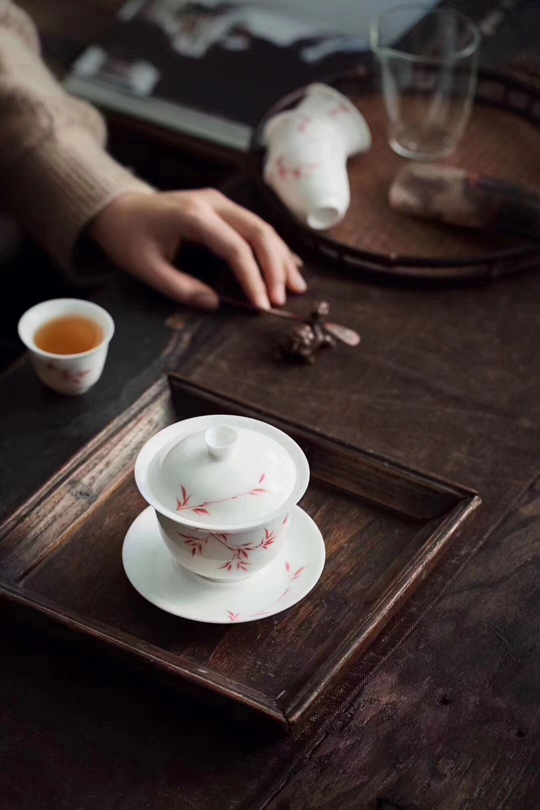 Teaset with Hand Painted Bamboo Gaiwan Teacups Blanc De Chine Tea Set|Best Ceramics