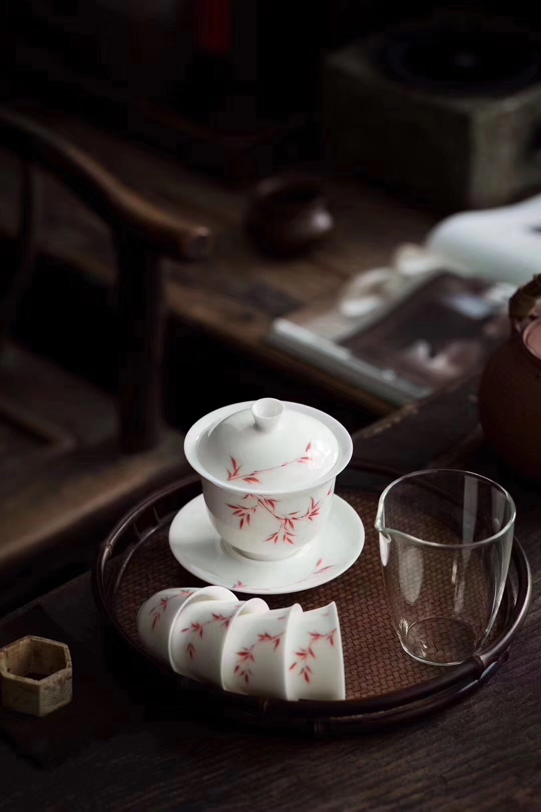 Teaset with Hand Painted Bamboo Gaiwan Teacups Blanc De Chine Tea Set|Best Ceramics