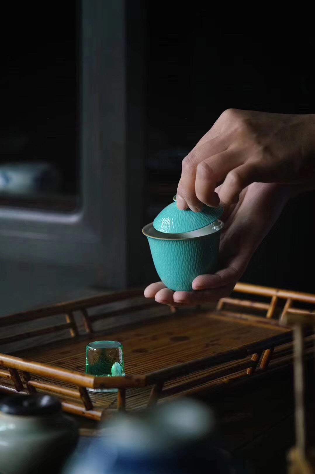 Hand Sculptural And Turquoise Chinese Tea Style Gaiwan|Best Ceramics