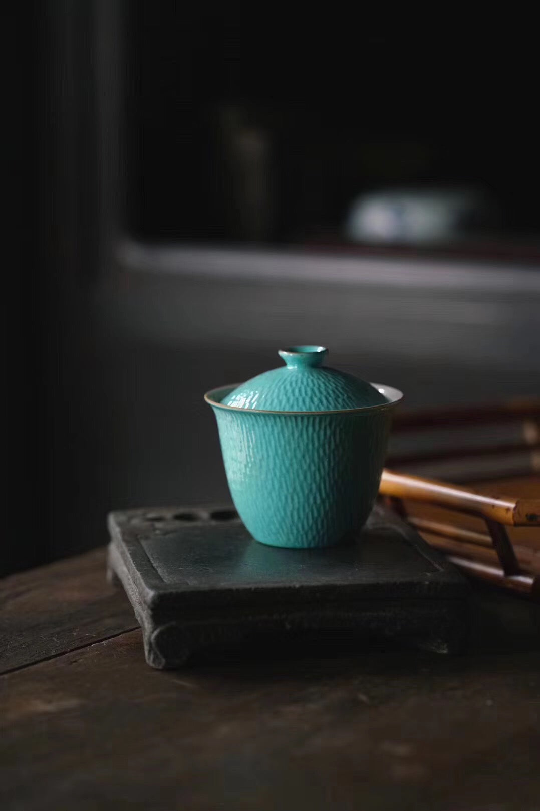 Hand Sculptural And Turquoise Chinese Tea Style Gaiwan|Best Ceramics