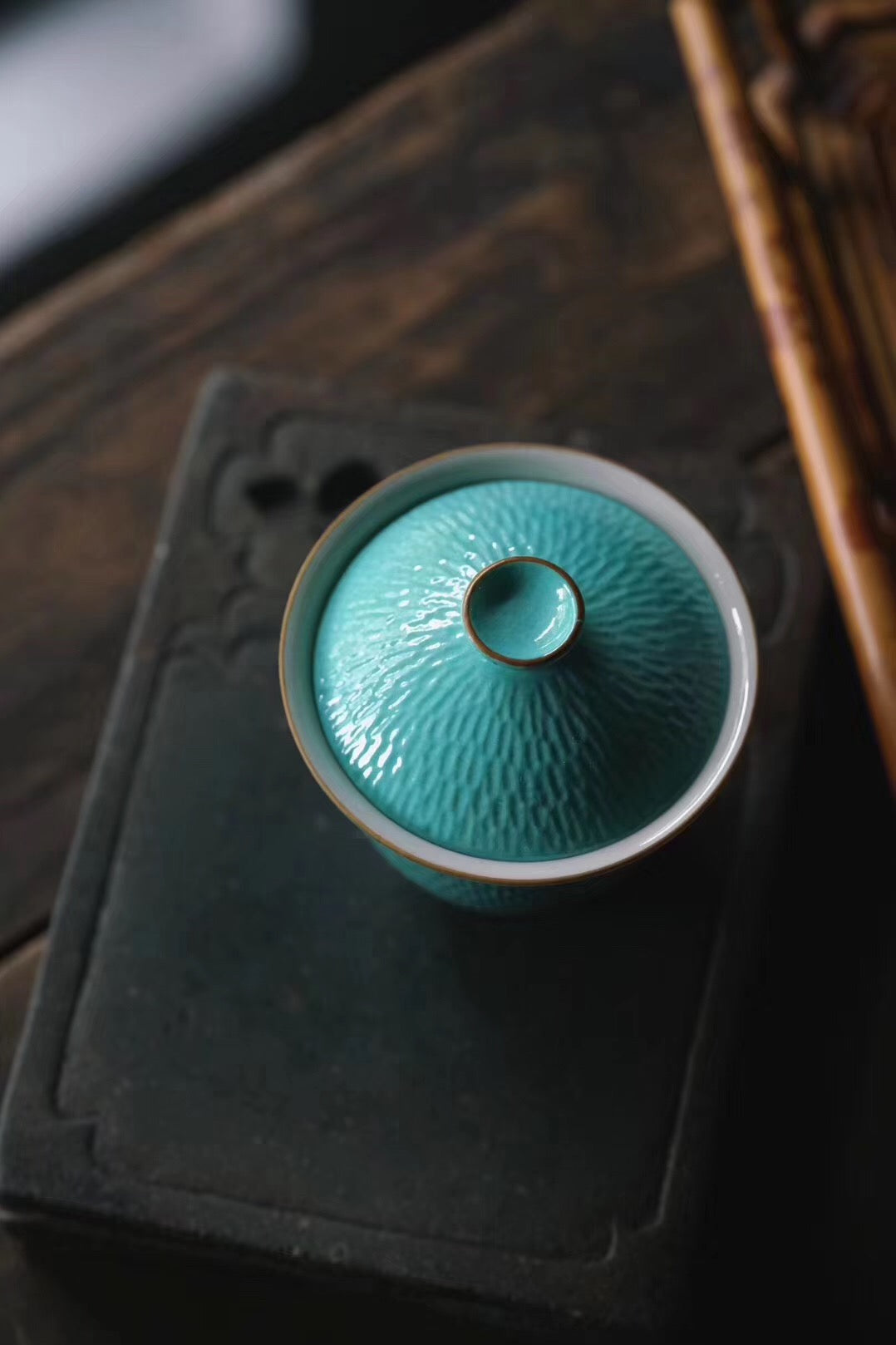 Hand Sculptural And Turquoise Chinese Tea Style Gaiwan|Best Ceramics