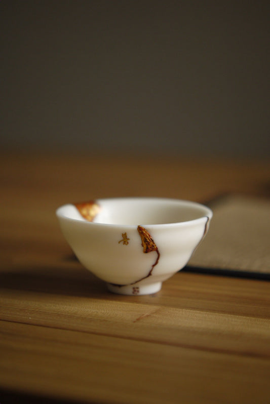 Kintsugi Repaired Blanc De Chine gongfu Teacup Best Ceramics