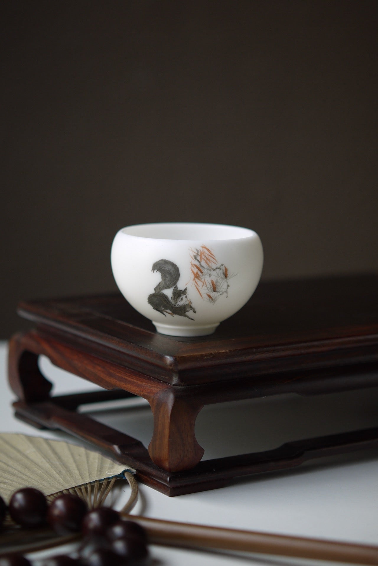 Tea Cups with Hand Painted Squirrel Theme