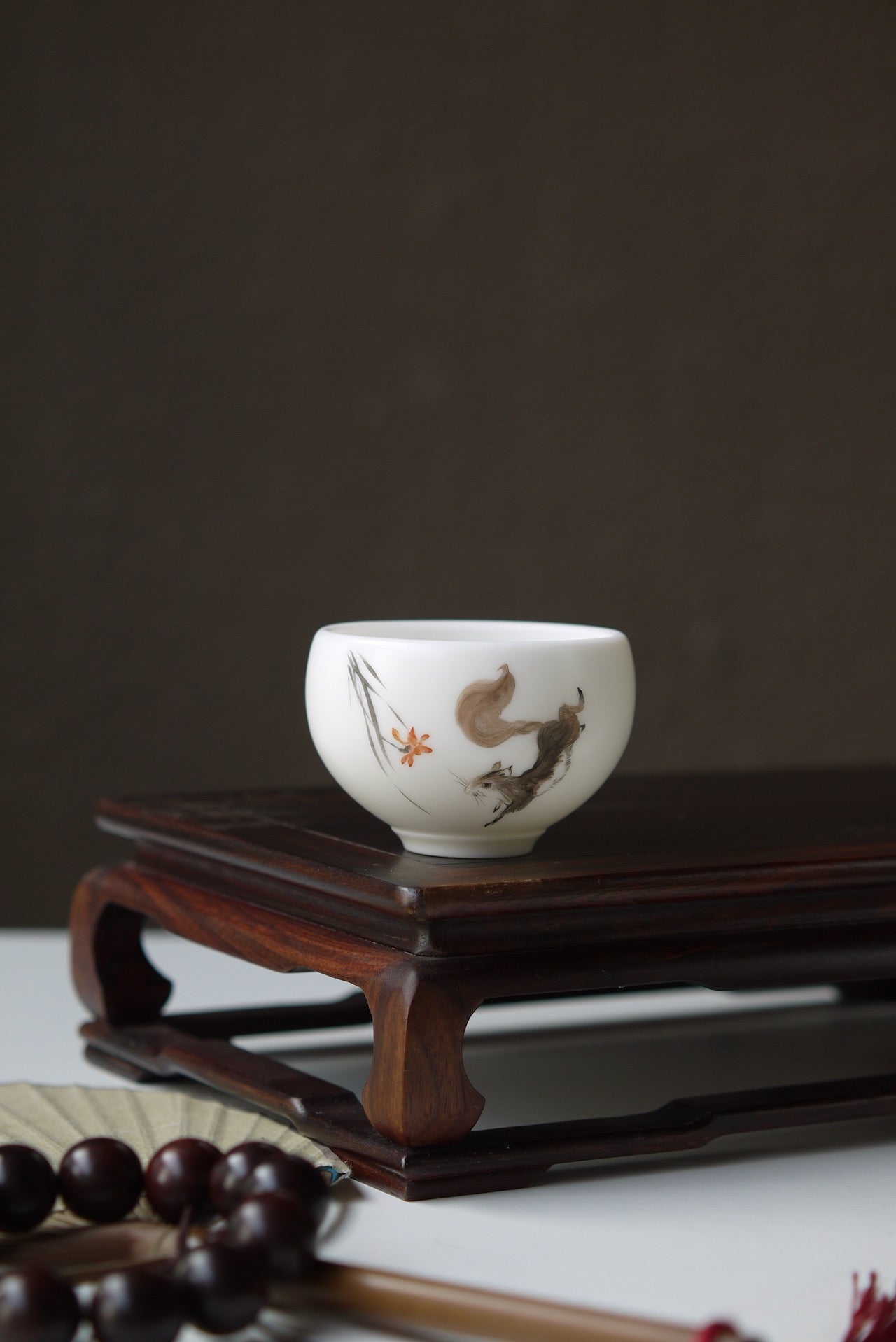 Tea Cups with Hand Painted Squirrel Theme