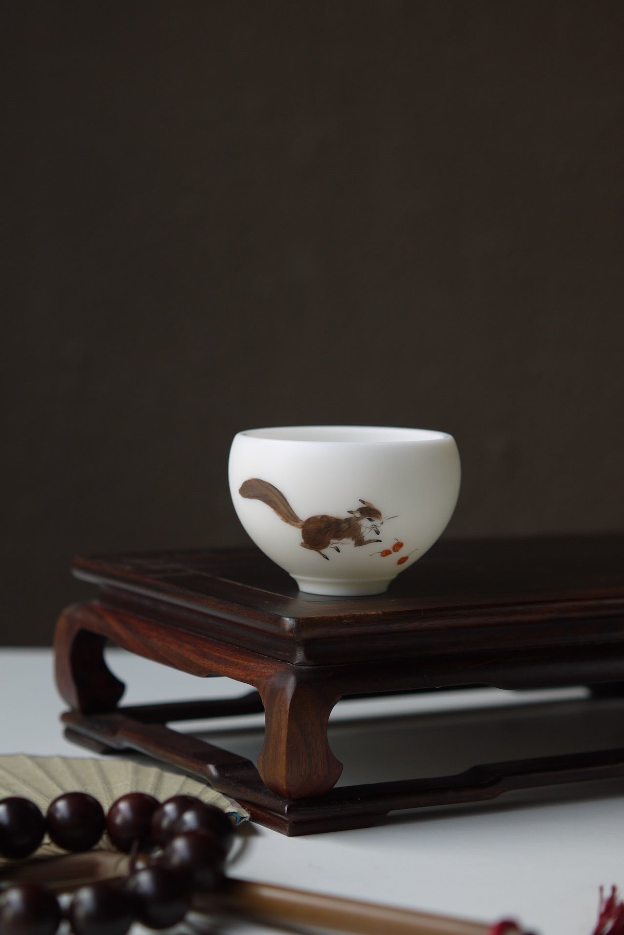 Tea Cups with Hand Painted Squirrel Theme