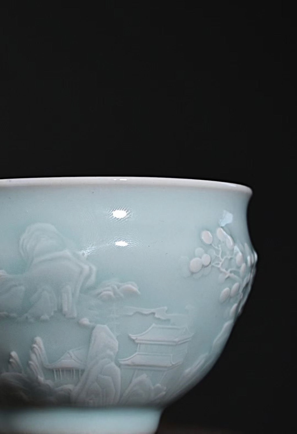 Handmade Vintage Style Sculpture Celadon Gongfu Teacup|Best Ceramics